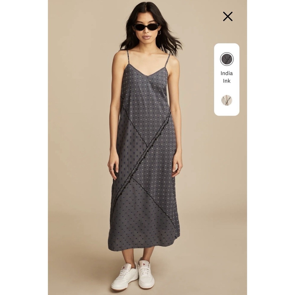 Lucky Brand‎ NWT XXL Textured Patchwork Midi Dress Embroidered Cotton India Ink